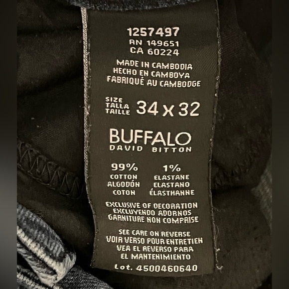 Buffalo David Britton straight leg jeans dark blue 34 waist 30.5 inseam - Picture 6 of 6